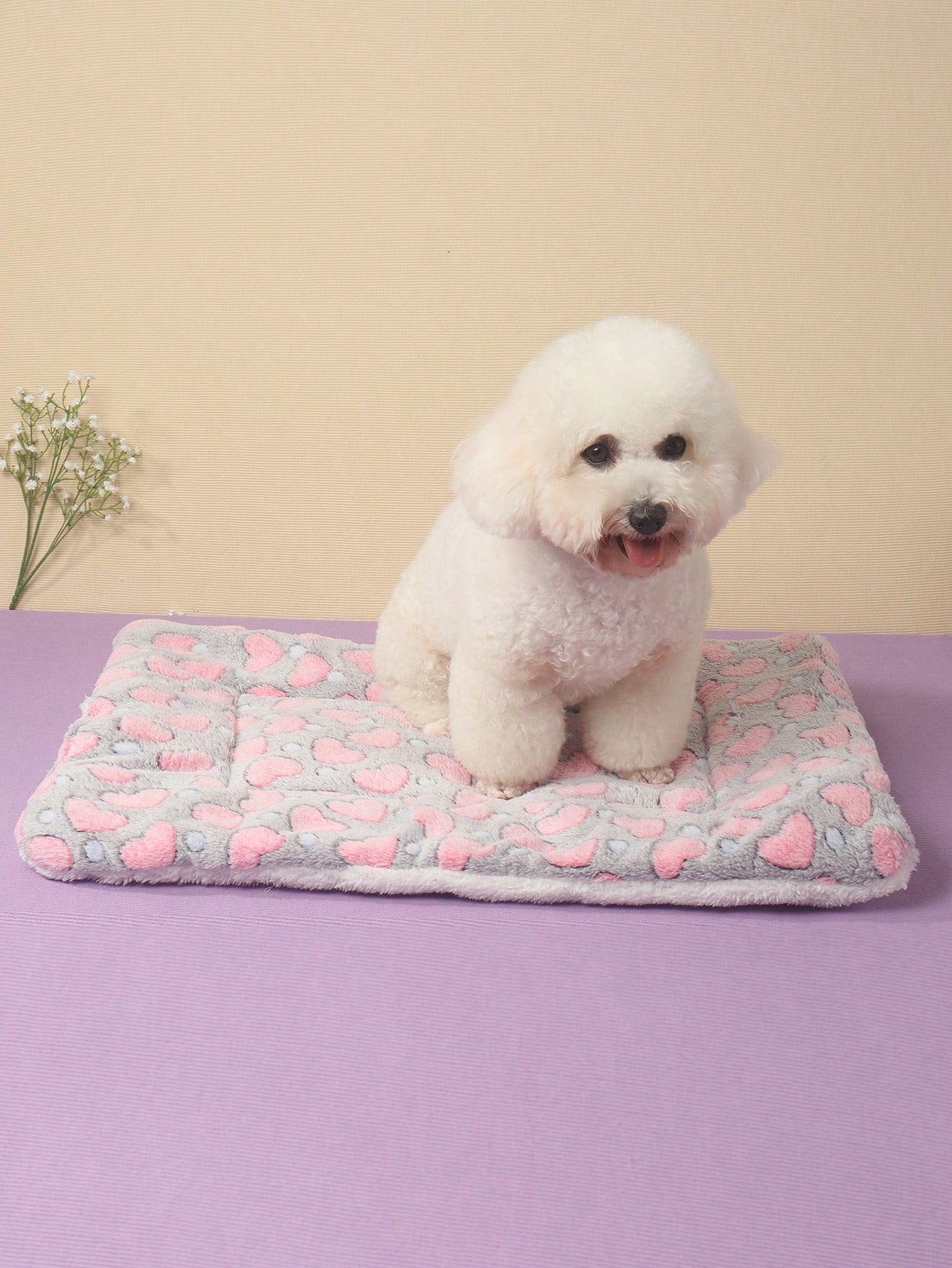 1pc Polyester Star & Heart Breathable Washable Thick Pet Bed Mat For Medium-Small Cats & Dogs, All Seasons (Teddy/Bichon Frise)