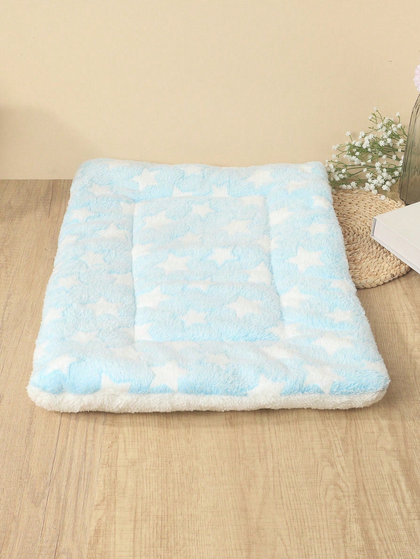 1pc Polyester Star & Heart Breathable Washable Thick Pet Bed Mat For Medium-Small Cats & Dogs, All Seasons (Teddy/Bichon Frise)