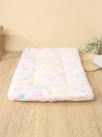 1pc Polyester Star & Heart Breathable Washable Thick Pet Bed Mat For Medium-Small Cats & Dogs, All Seasons (Teddy/Bichon Frise)