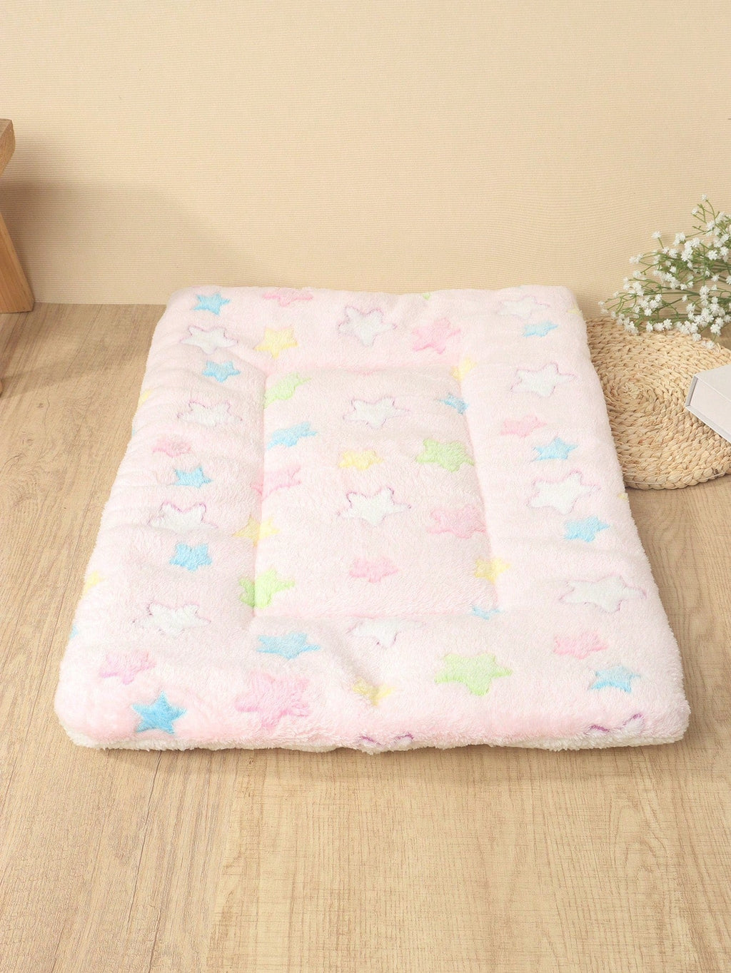 1pc Polyester Star & Heart Breathable Washable Thick Pet Bed Mat For Medium-Small Cats & Dogs, All Seasons (Teddy/Bichon Frise)
