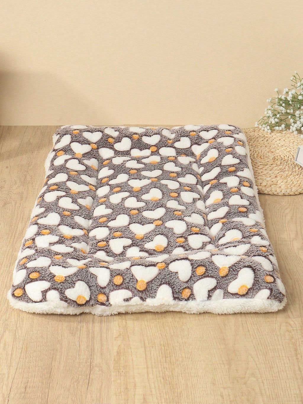 1pc Polyester Star & Heart Breathable Washable Thick Pet Bed Mat For Medium-Small Cats & Dogs, All Seasons (Teddy/Bichon Frise)