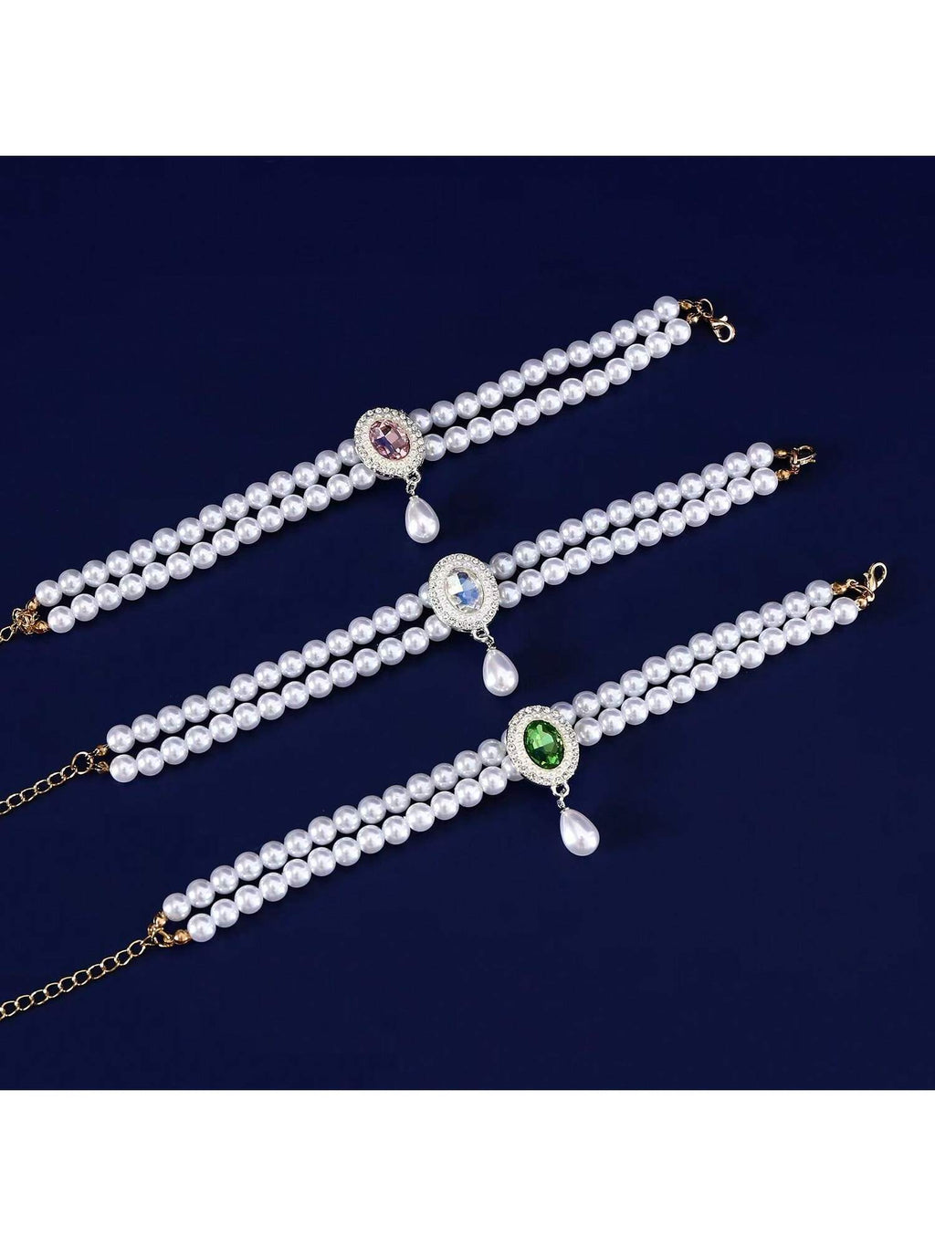 Elegant Light Luxury Small Cat Dog Double Pearl Pendant Necklace Maltese Yorkshire Poodle Noble Style Rhinestone Necklace Pet Wedding Party Collar Accessories Available In 3 Colors