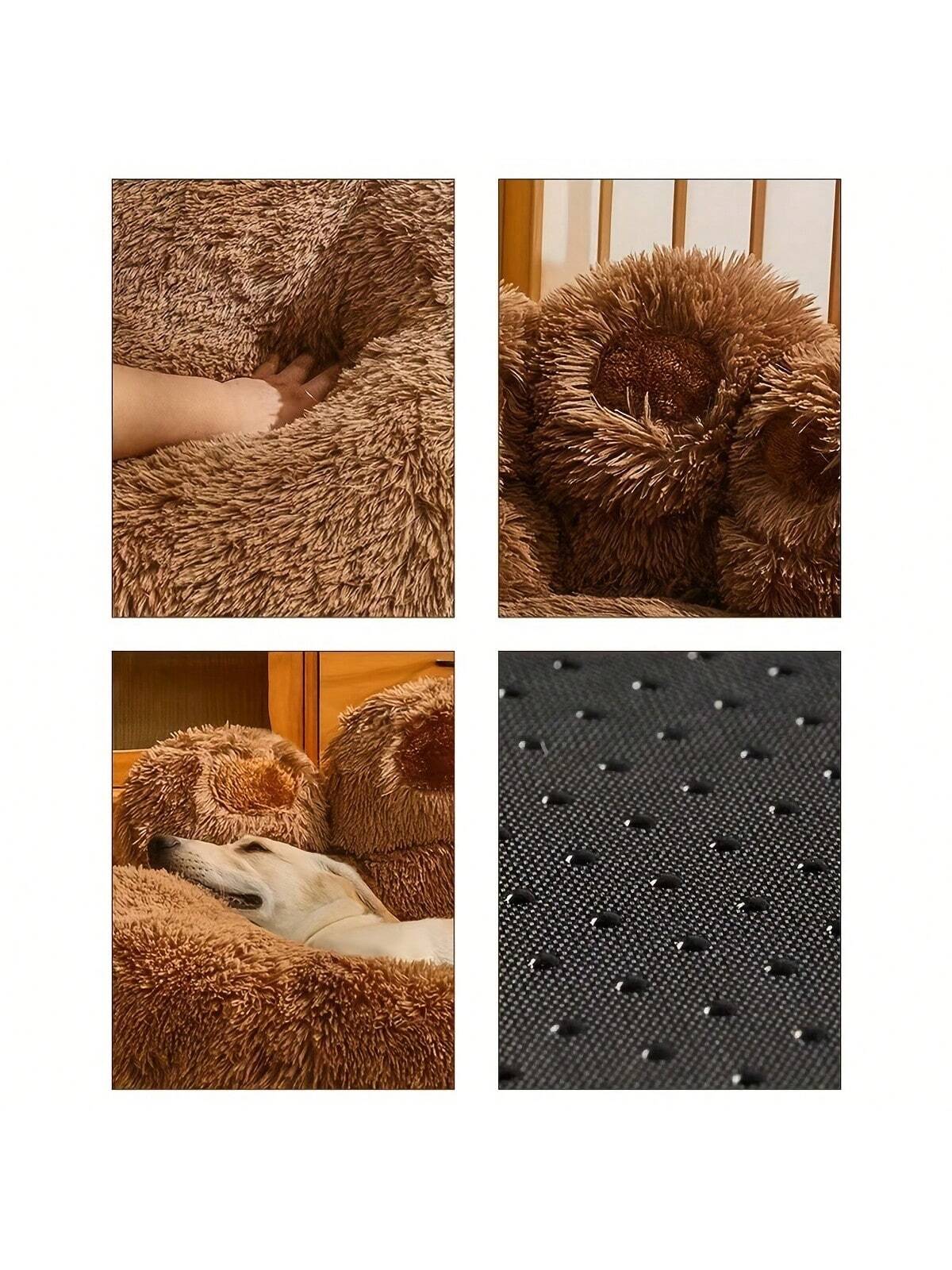 27in  35in  43in  Calming Dog Beds For Large Dogs, Faux Fur Donut Cuddler Dog Bed, Round Fluffy Pillow, Washable Pet Bed For Dogs