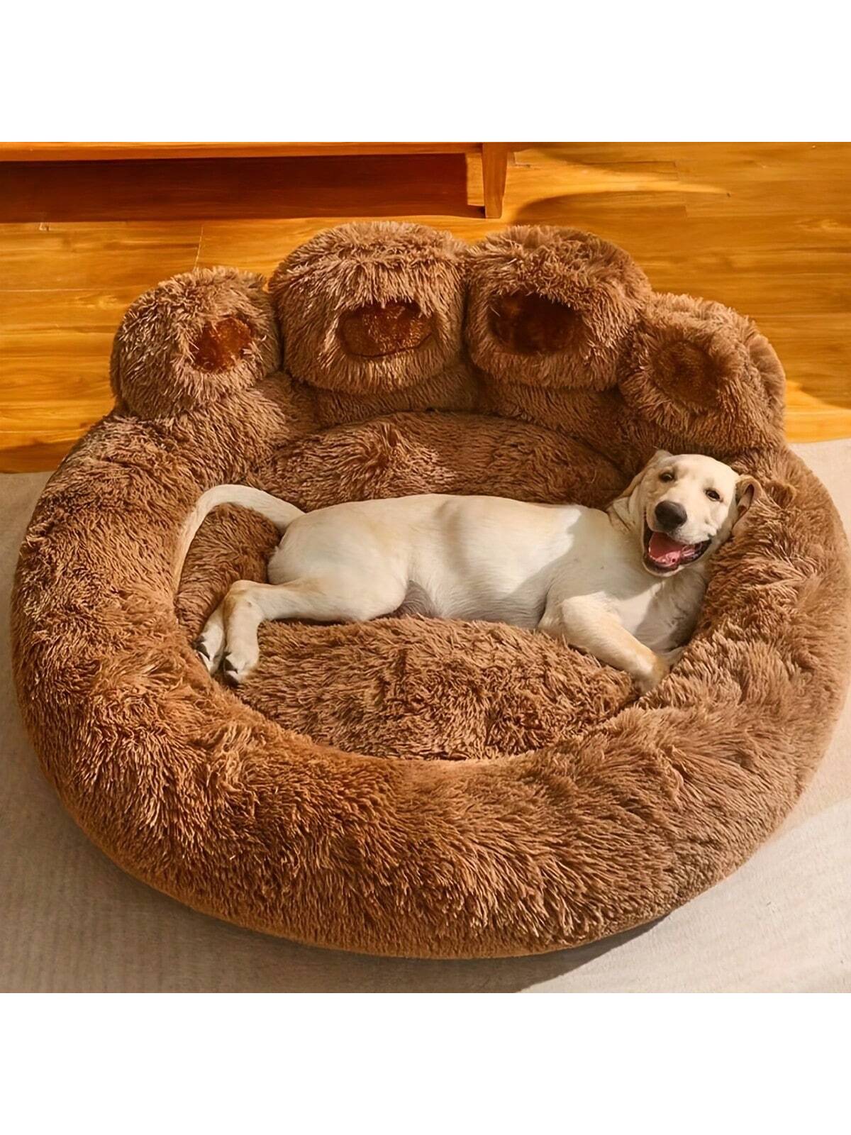 27in  35in  43in  Calming Dog Beds For Large Dogs, Faux Fur Donut Cuddler Dog Bed, Round Fluffy Pillow, Washable Pet Bed For Dogs