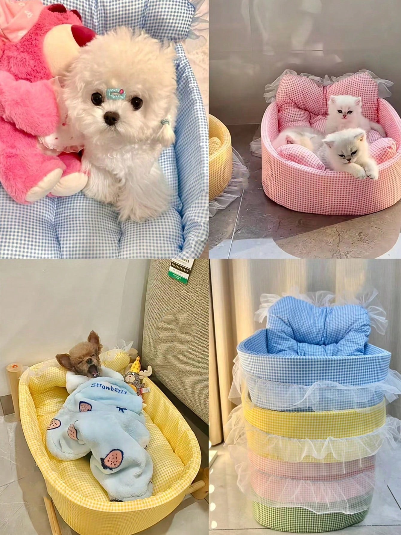 1pc Four Seasons Universal Cute Pet Bed, Cat Bed, Dog Bed, Suitable For Cats And Small Dogs Up To 6kg (Lace Color Is Shipped Randomly)