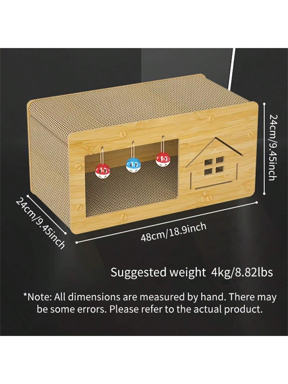 Multi-Function Cat Scratching Post & Cat Bed, Durable Cardboard, Dual-Layer, Bells, All Season Use