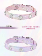 Sparkling Rhinestone Flower Dog Collar, Gradient Colorful Style, Luxurious And Flashy, Adjustable