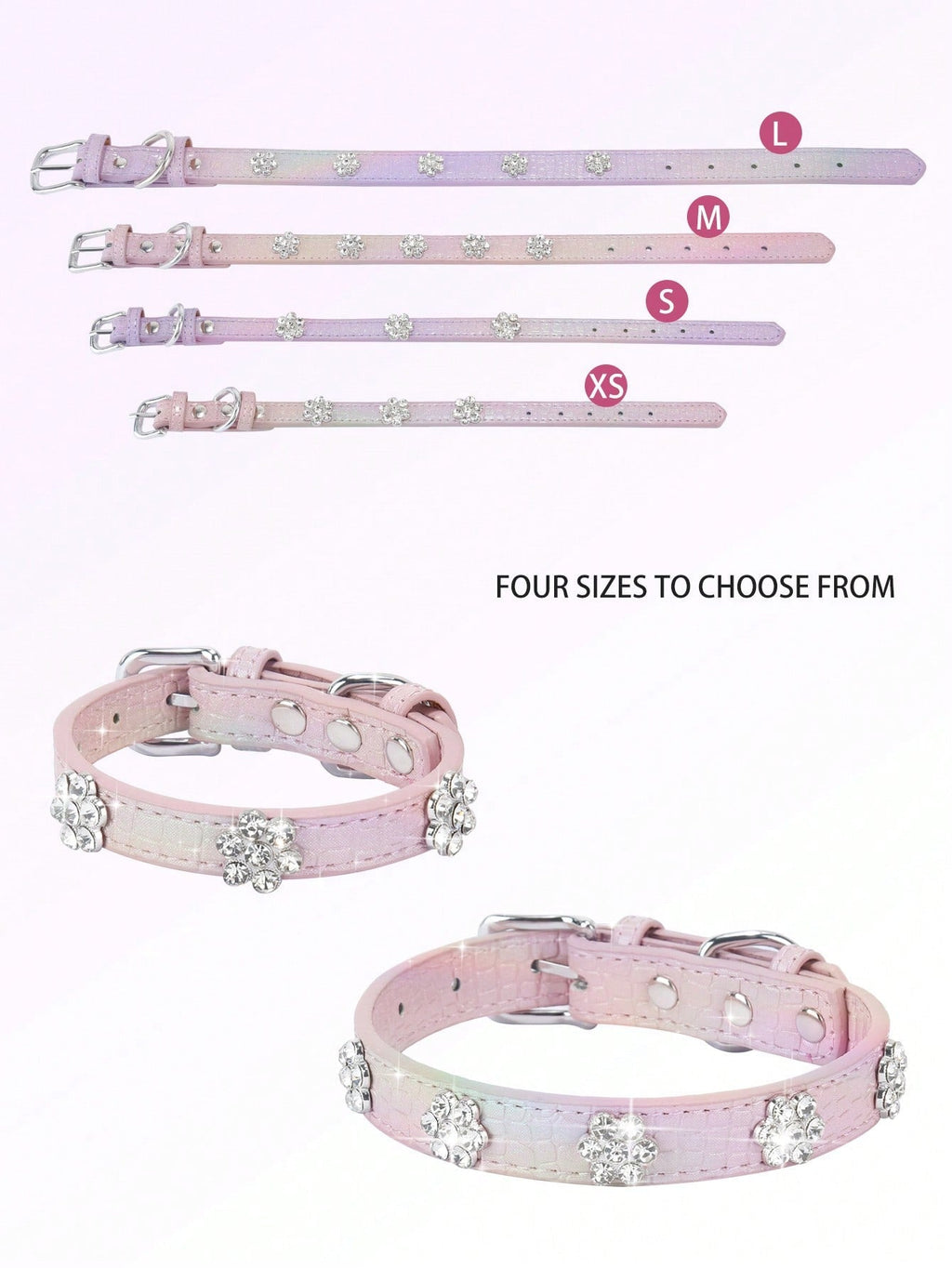 Sparkling Rhinestone Flower Dog Collar, Gradient Colorful Style, Luxurious And Flashy, Adjustable