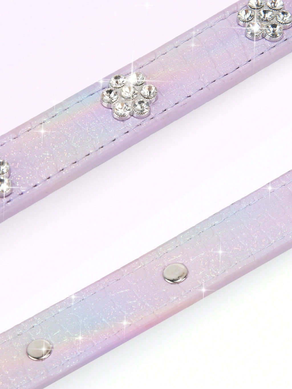 Sparkling Rhinestone Flower Dog Collar, Gradient Colorful Style, Luxurious And Flashy, Adjustable
