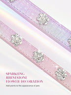 Sparkling Rhinestone Flower Dog Collar, Gradient Colorful Style, Luxurious And Flashy, Adjustable