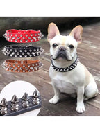 Pet Dog Collar Adjustable Leather Neck Strap Supplies PU Leather Punk Rivet Spiked Dog Collar Pet Collars For Small Medium Sized Dog, Large Dog Cat