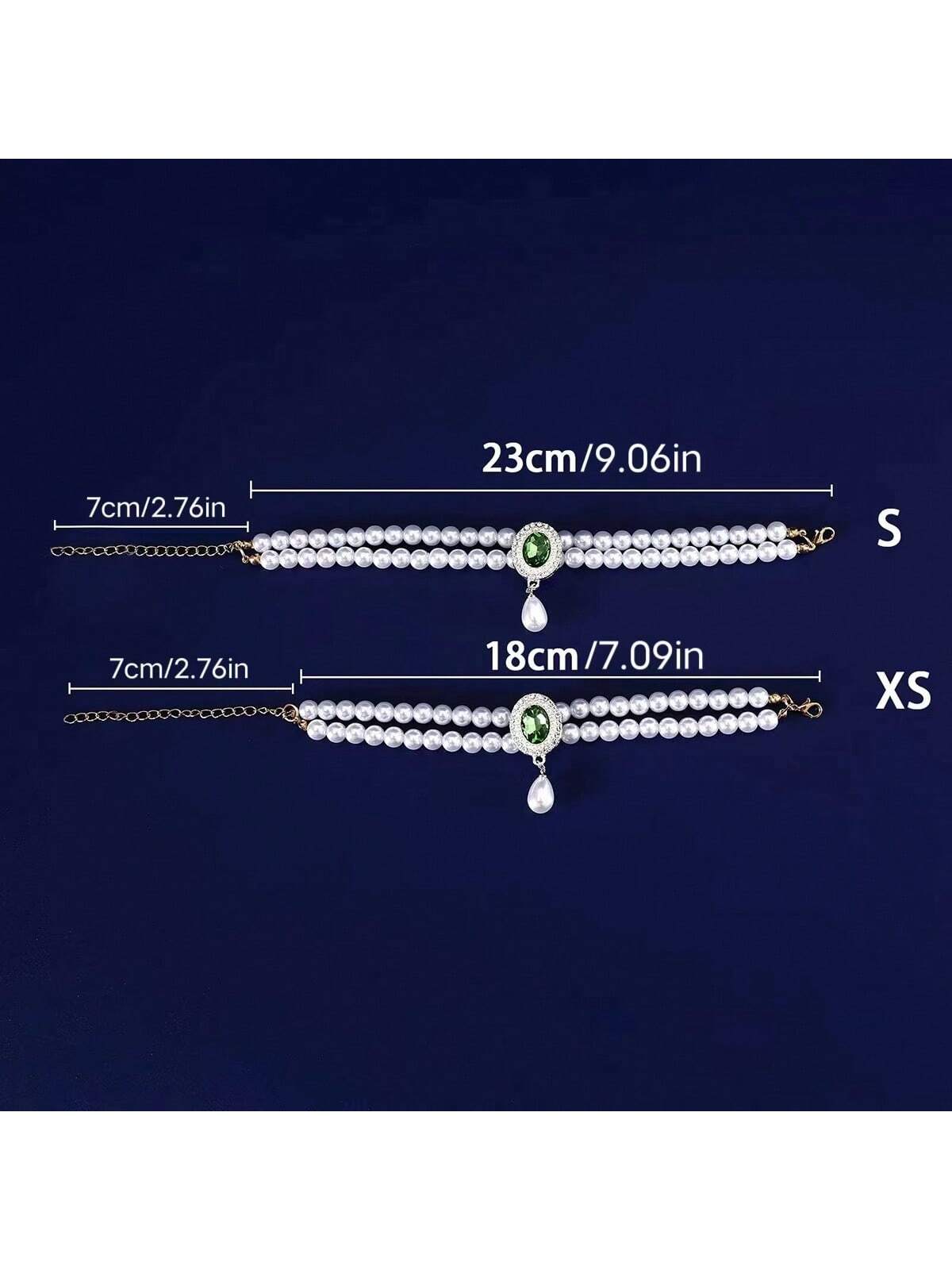 Elegant Light Luxury Small Cat Dog Double Pearl Pendant Necklace Maltese Yorkshire Poodle Noble Style Rhinestone Necklace Pet Wedding Party Collar Accessories Available In 3 Colors