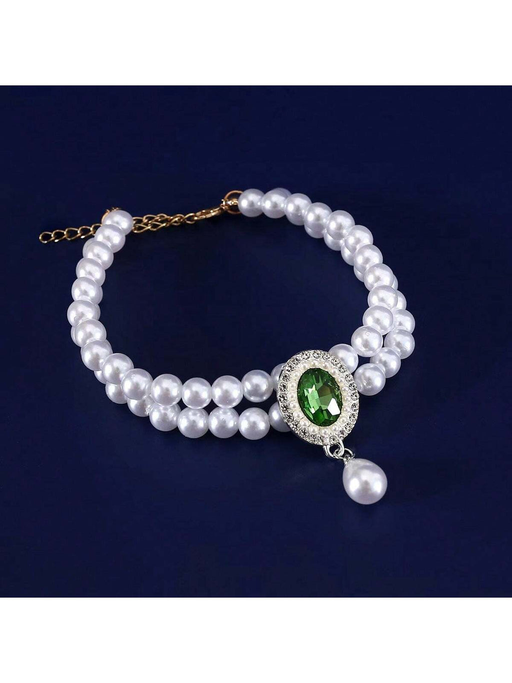 Elegant Light Luxury Small Cat Dog Double Pearl Pendant Necklace Maltese Yorkshire Poodle Noble Style Rhinestone Necklace Pet Wedding Party Collar Accessories Available In 3 Colors