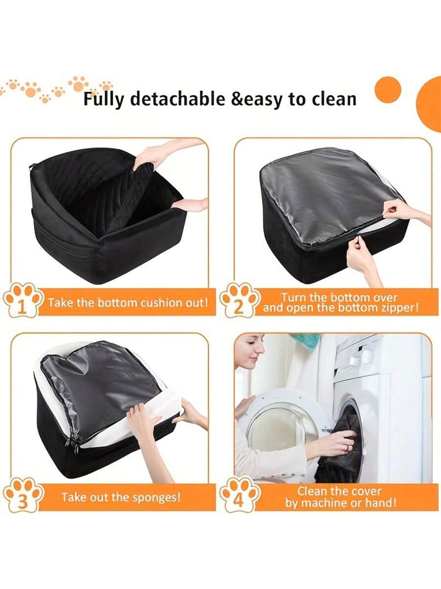 Dog Car Seat For Small Medium Dogs,Detachable Washable Dog Booster Seat Under 30lbs, Pet Car Seat Travel Bed With Storage Pockets And Dog Safety Belt