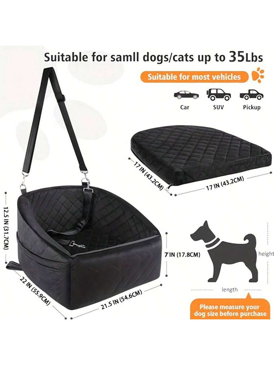 Dog Car Seat For Small Medium Dogs,Detachable Washable Dog Booster Seat Under 30lbs, Pet Car Seat Travel Bed With Storage Pockets And Dog Safety Belt