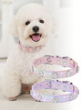 Sparkling Rhinestone Flower Dog Collar, Gradient Colorful Style, Luxurious And Flashy, Adjustable