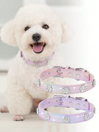 Sparkling Rhinestone Flower Dog Collar, Gradient Colorful Style, Luxurious And Flashy, Adjustable