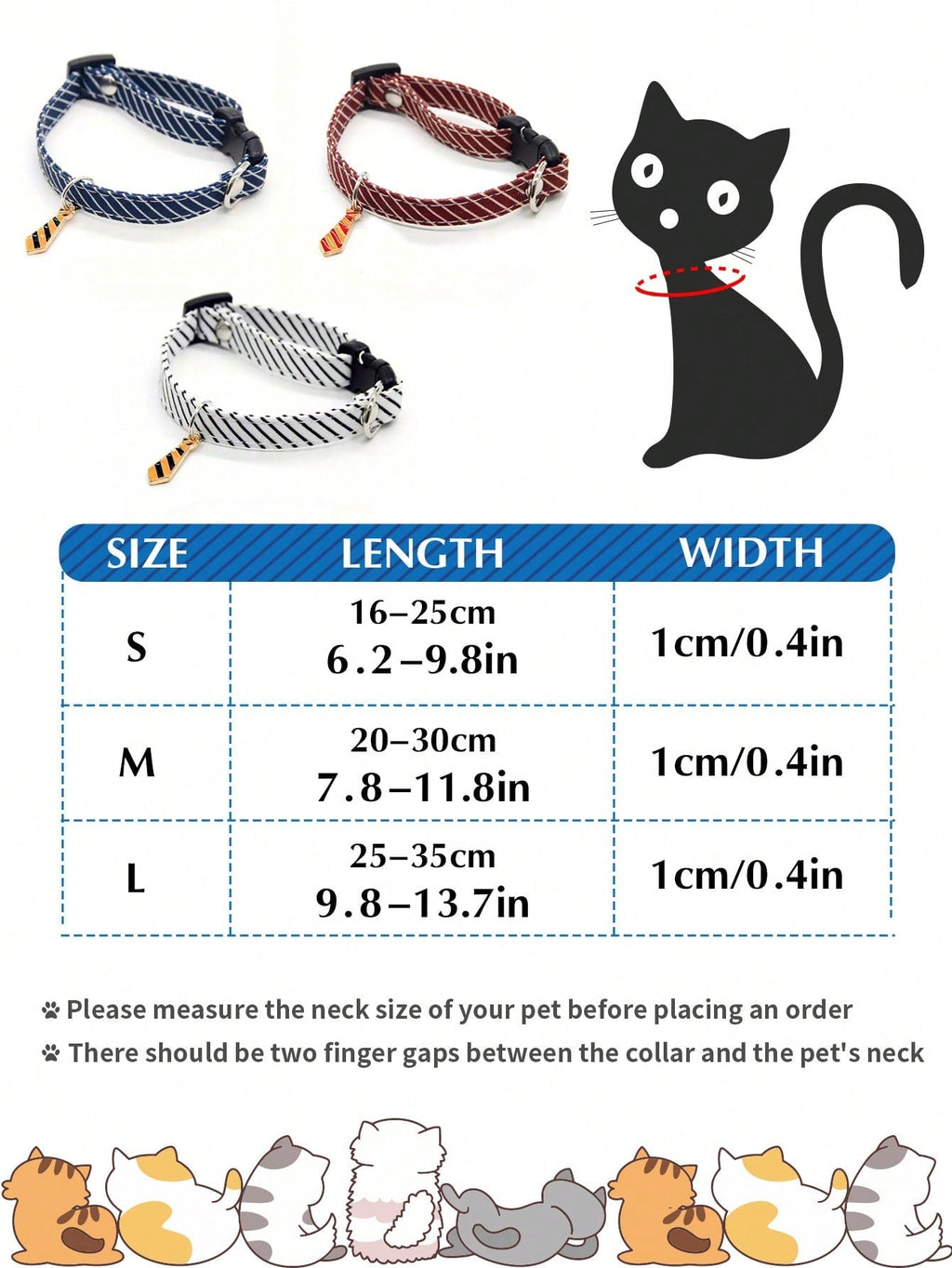 Striped Cat Collar, Lightweight Adjustable Cat Collar With Tie Pendant, Used For Wedding Party Decoration