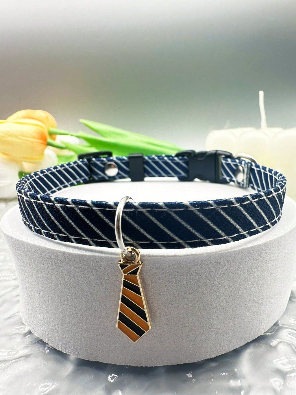 Striped Cat Collar, Lightweight Adjustable Cat Collar With Tie Pendant, Used For Wedding Party Decoration