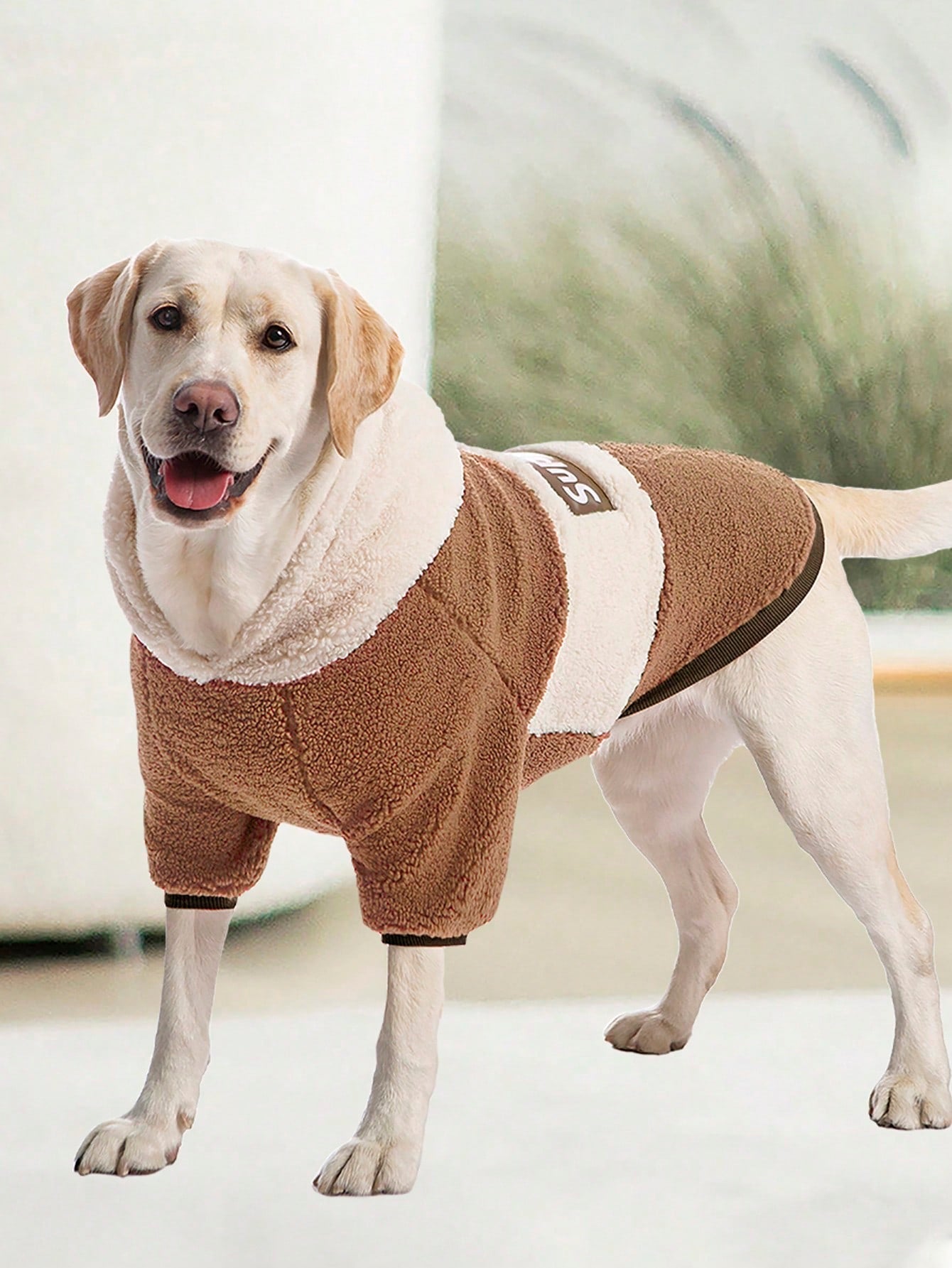 1pc Thick Fleece Hooded Sweatshirt Coat, Warm & Windproof For Medium/Large Dogs, Autumn/Winter