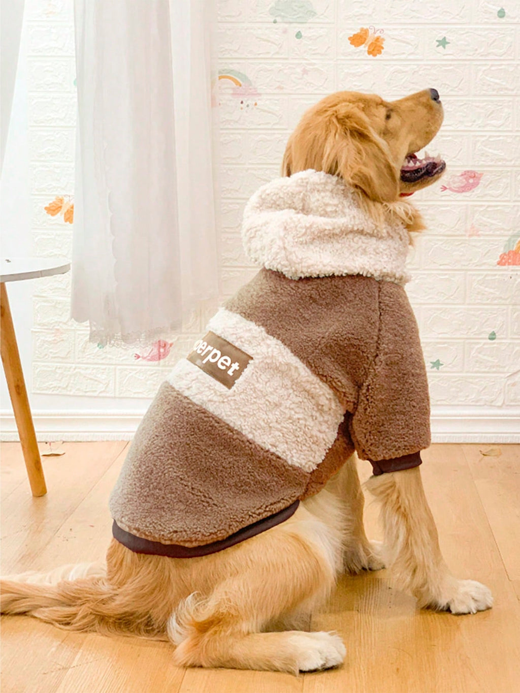 1pc Thick Fleece Hooded Sweatshirt Coat, Warm & Windproof For Medium/Large Dogs, Autumn/Winter
