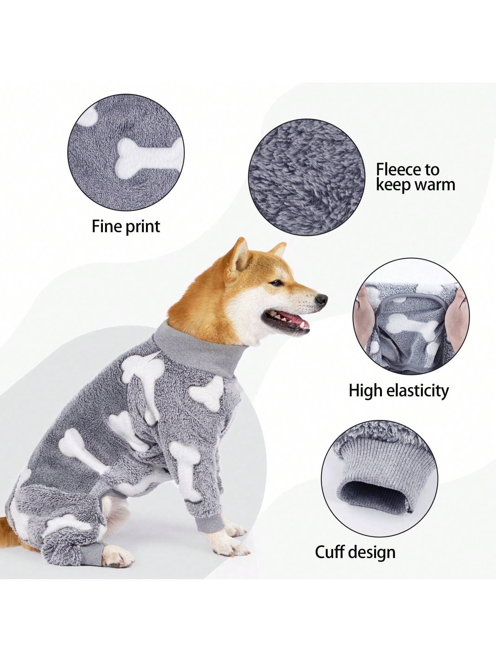 Fuzzy Dog Pajamas For Cold Weather 4 Legs Clothes, Dog Winter Clothes For Small Medium Large Dogs Pet With Feet Warm Soft Pet Romper Winter