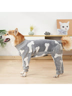 Fuzzy Dog Pajamas For Cold Weather 4 Legs Clothes, Dog Winter Clothes For Small Medium Large Dogs Pet With Feet Warm Soft Pet Romper Winter