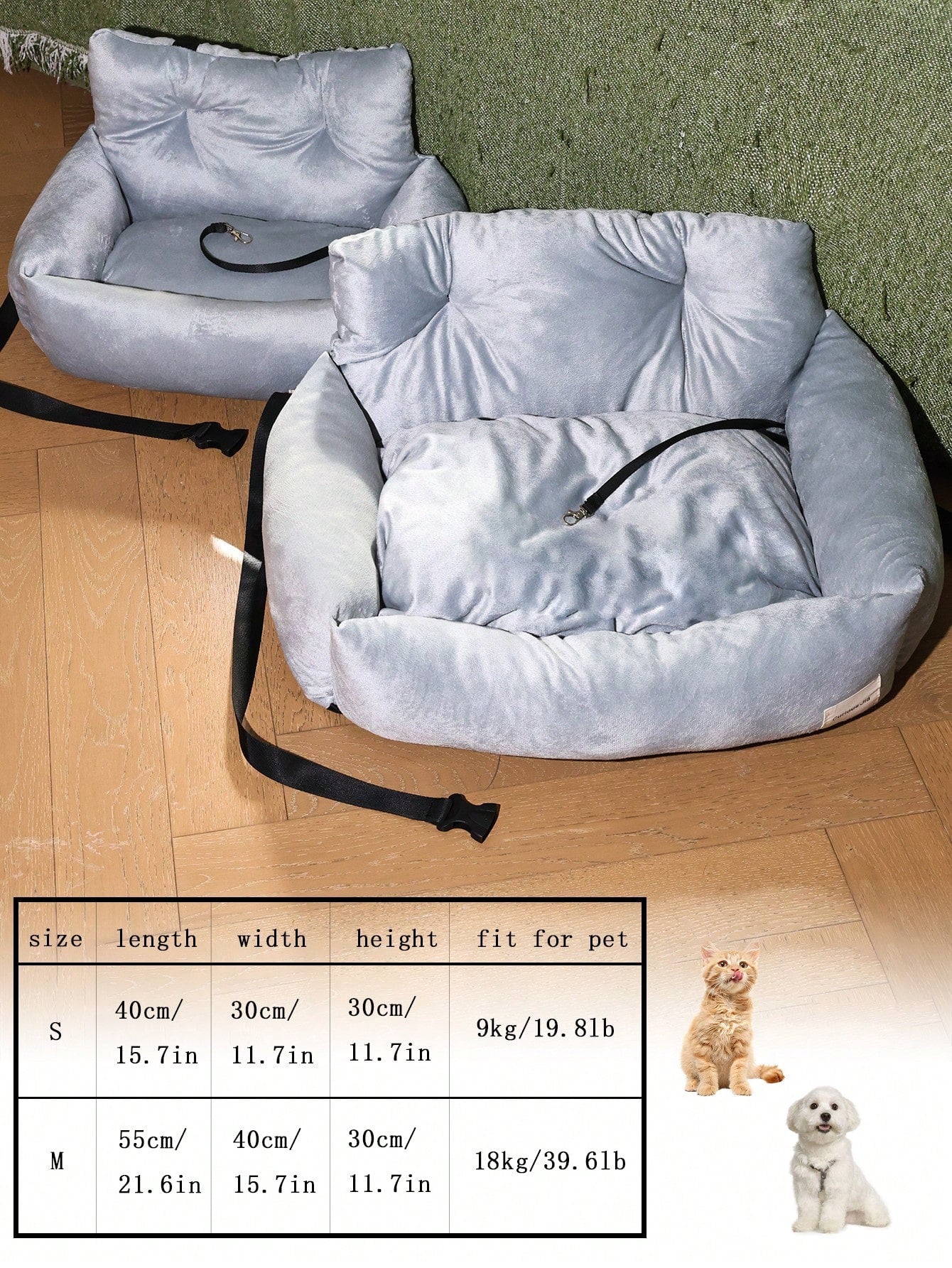 1pc Detachable Pet Car Seat Cushion, All Season Use, Pet Car Seat, Pet Bed With Safety Belt And Tether Leash, Suitable For Medium To Small Cats & Dogs