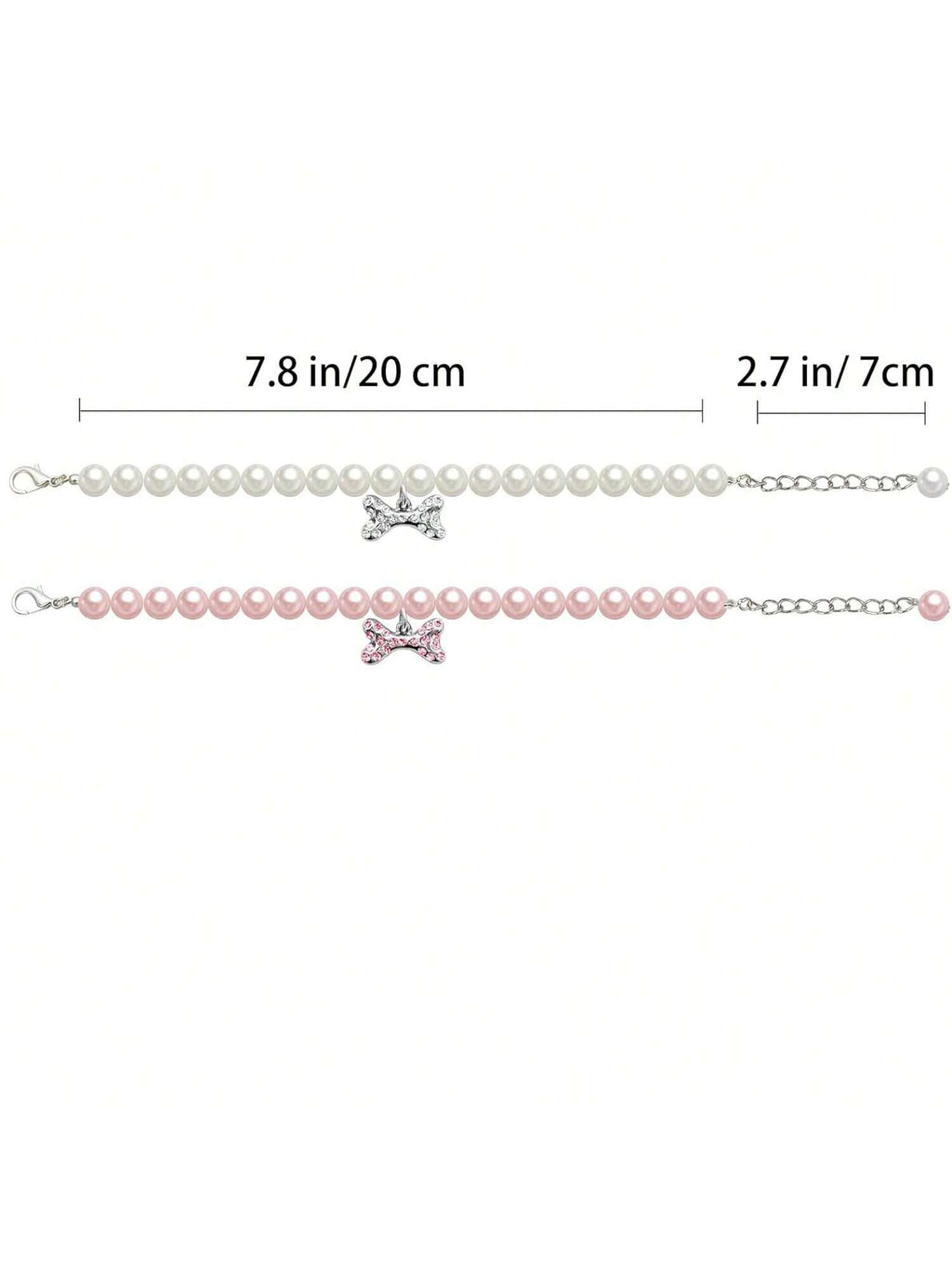 Dog Cat Pearl Collar Necklace With Rhinestone Bone, Fancy Cat Wedding Collar Jewelry For Girl Cat Puppy Dogs Accessories