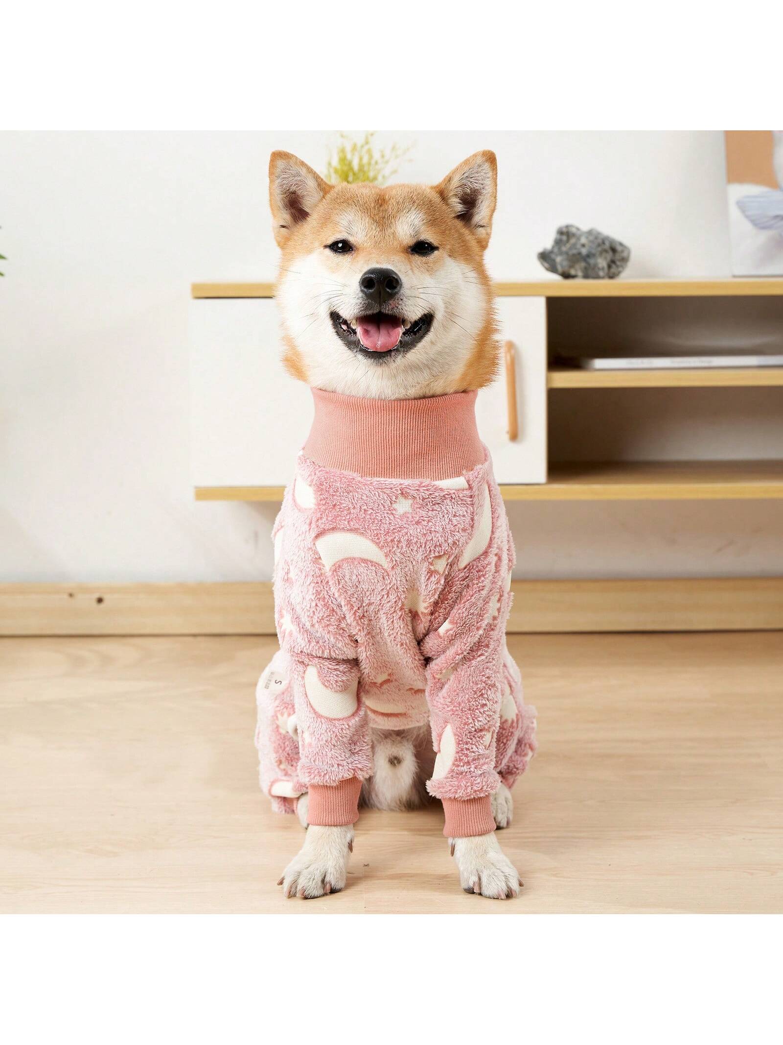 Fuzzy Dog Pajamas For Cold Weather 4 Legs Clothes, Dog Winter Clothes For Small Medium Large Dogs Pet With Feet Warm Soft Pet Romper Winter