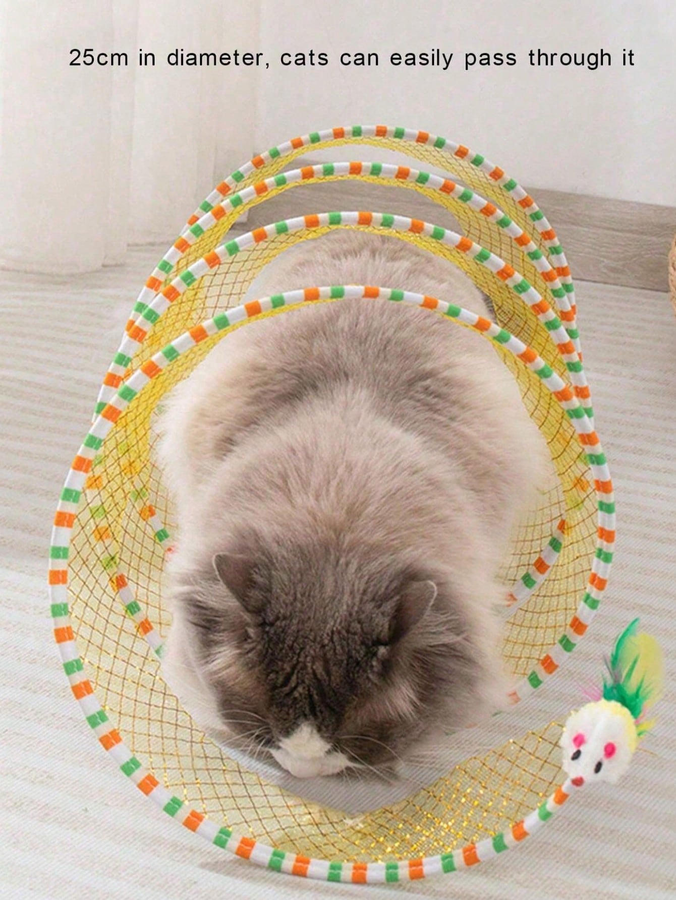 Pack Of 1 / Pack Of 2 - S-Shape Cat Tunnel Toy, Wire Mesh & Gauze Patchwork Design, Foldable With Sound Effect, Suitable For Indoor Family Entertainment & Stress Relief