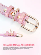 NEW 1Pc PU Leather Delicate Pet Dog Collar,High-Quality Leather Fabric And Alloy Fittings.Beautiful Gemstone Decoration.