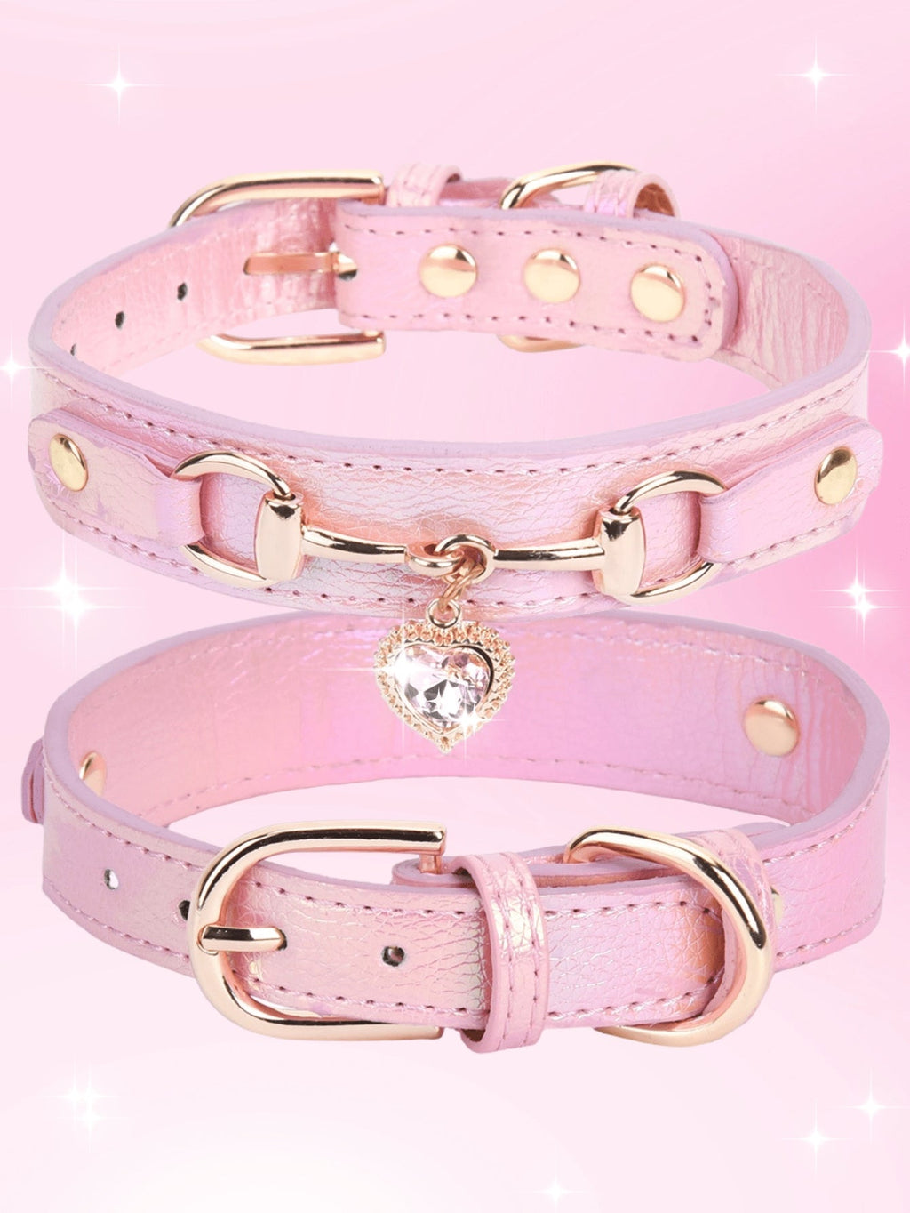 NEW 1Pc PU Leather Delicate Pet Dog Collar,High-Quality Leather Fabric And Alloy Fittings.Beautiful Gemstone Decoration.