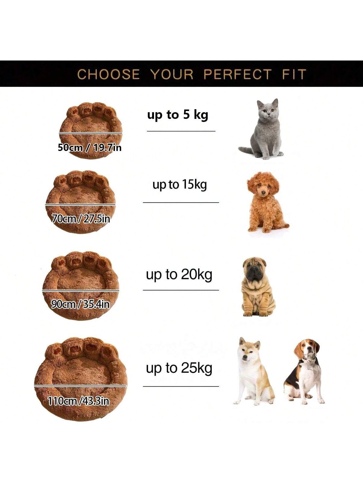 27in  35in  43in  Calming Dog Beds For Large Dogs, Faux Fur Donut Cuddler Dog Bed, Round Fluffy Pillow, Washable Pet Bed For Dogs