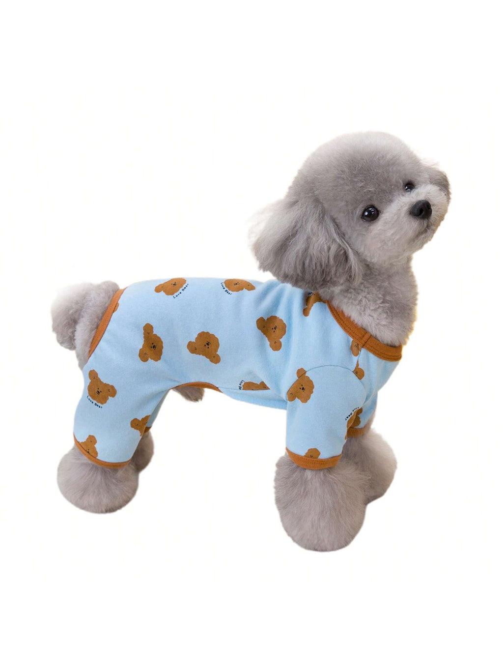Dog Pajamas Soft Cute Contrast Color Bear Pattern Four-Legged Pullover Dog Sweatshirts