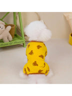 Dog Pajamas Soft Cute Contrast Color Bear Pattern Four-Legged Pullover Dog Sweatshirts