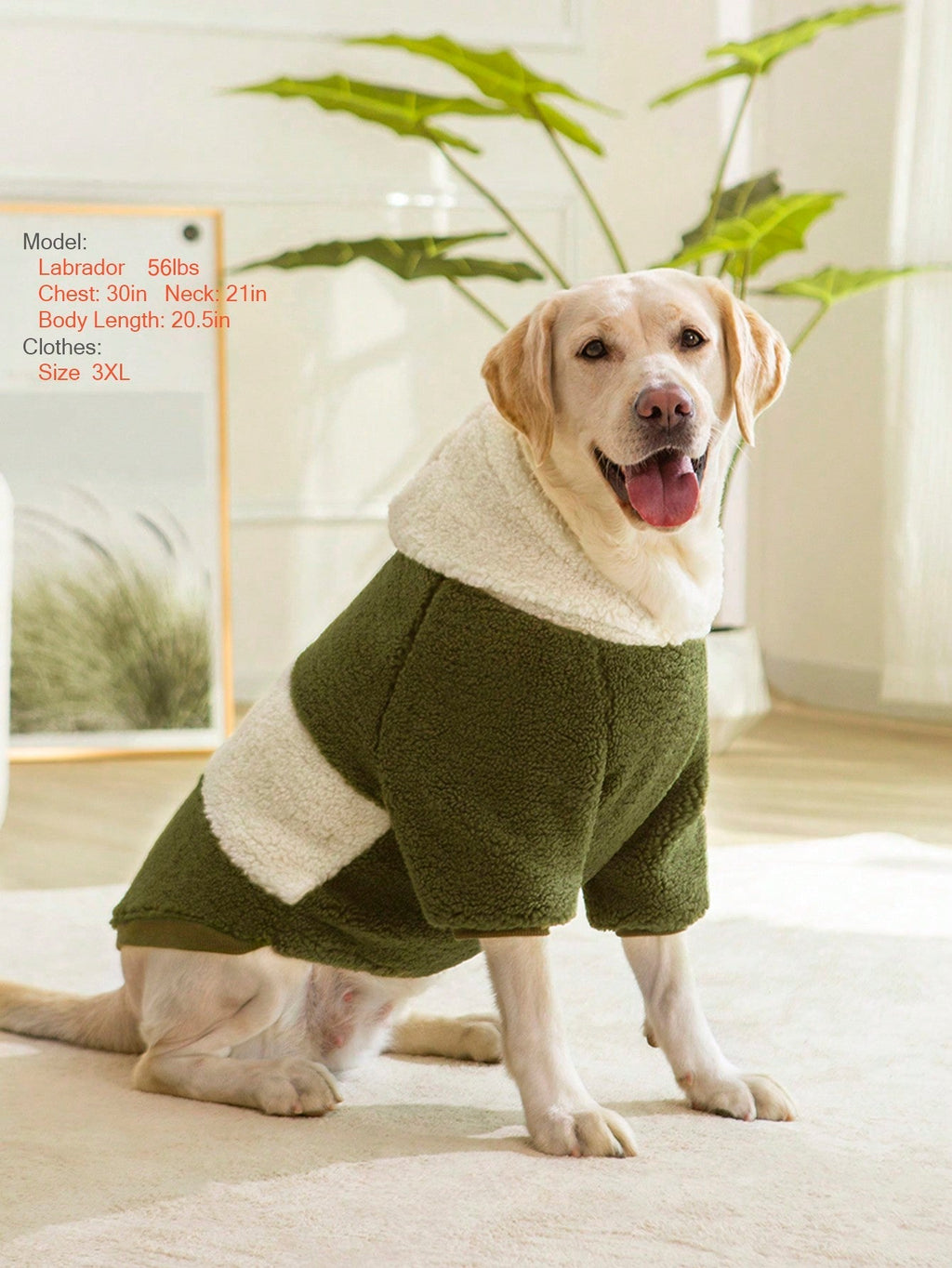 1pc Thick Fleece Hooded Sweatshirt Coat, Warm & Windproof For Medium/Large Dogs, Autumn/Winter