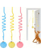 Hanging Fluffy Cat Lover And Cat Mom Love Ball Toys 3 Pcs With Bell, Interactive Cat Lover And Cat Mom Love Retractable, Cat Lover And Cat Mom Love Toys Indoor Kitten Play Chase Exercise Physical Stimulation
