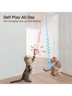 Hanging Fluffy Cat Lover And Cat Mom Love Ball Toys 3 Pcs With Bell, Interactive Cat Lover And Cat Mom Love Retractable, Cat Lover And Cat Mom Love Toys Indoor Kitten Play Chase Exercise Physical Stimulation