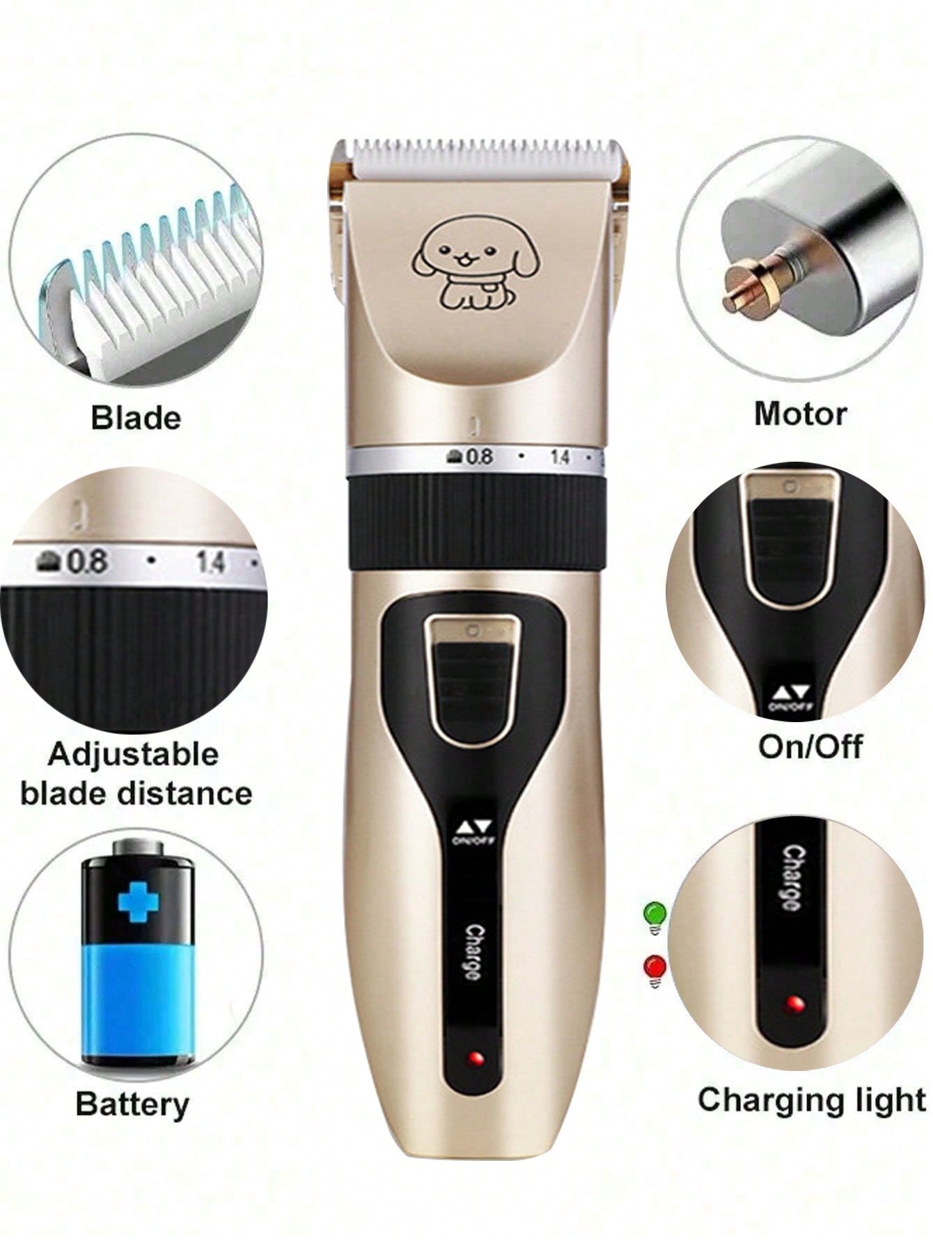 USB Rechargeable Dog Hair Clipper, Cordless Dog Grooming Kit, Cat Hair Trimmer, Pet Grooming Tools