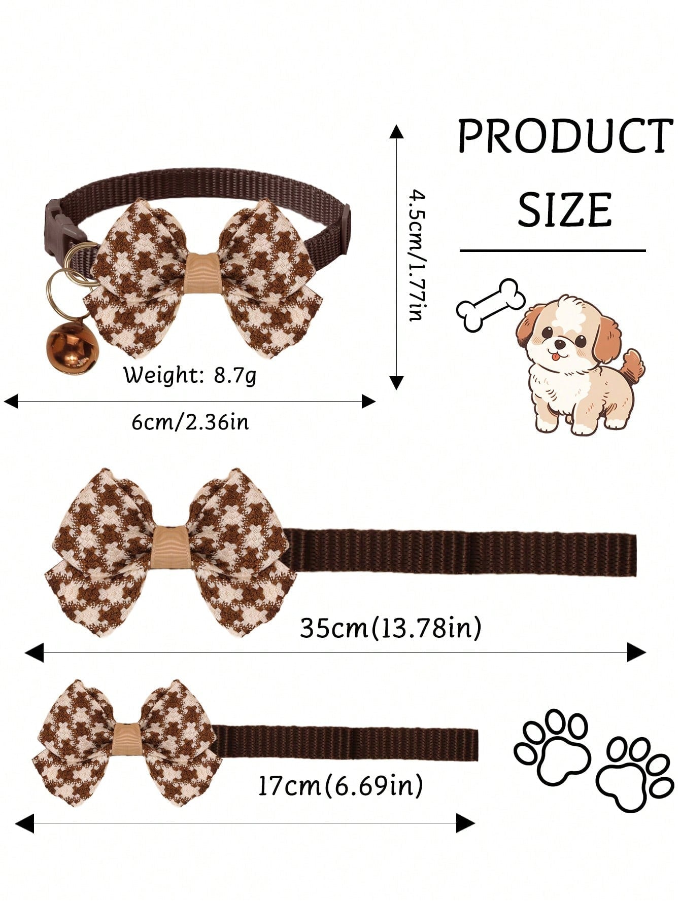 1pc Or 3pcs/Set Adorable Bowknot Cat & Dog Bell Collar, Suitable For Daily Use