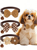 1pc Or 3pcs/Set Adorable Bowknot Cat & Dog Bell Collar, Suitable For Daily Use