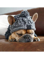 Winter Warm Dog Hats Windproof Knitting French Bulldog Hat For Dogs Chihuahua Hat Fluffy Ball Pet Hat Puppy Accessories