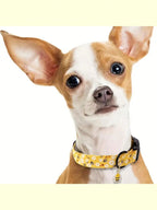 1pc Pet Collar With Animal/Dinosaur Prints And Pendants, Adjustable Twill Fabric Collar For Dogs And Cats.