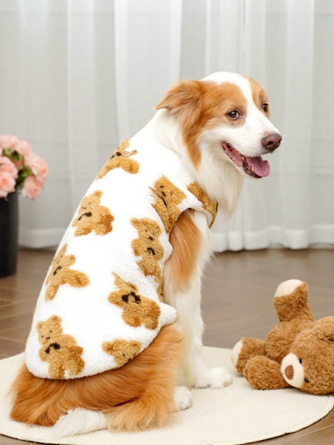 1pc Pet Autumn/Winter Big Dog Knit Sweatshirt Hoodie, Furry Dog Coat