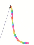 1pc Colorful Fluffy Caterpillar Plush Cat Toy - Whimsical Interactive Play Wand For Mischievous Kittens, Scratch-Resistant And Durable, Battery-Free