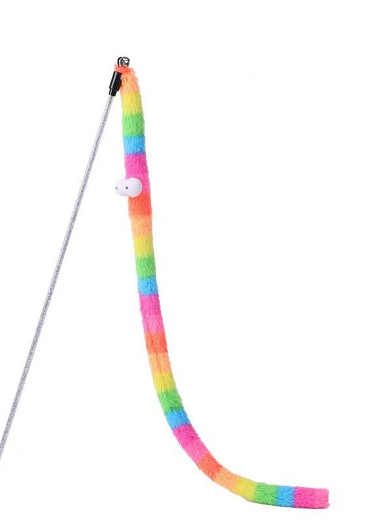 1pc Colorful Fluffy Caterpillar Plush Cat Toy - Whimsical Interactive Play Wand For Mischievous Kittens, Scratch-Resistant And Durable, Battery-Free