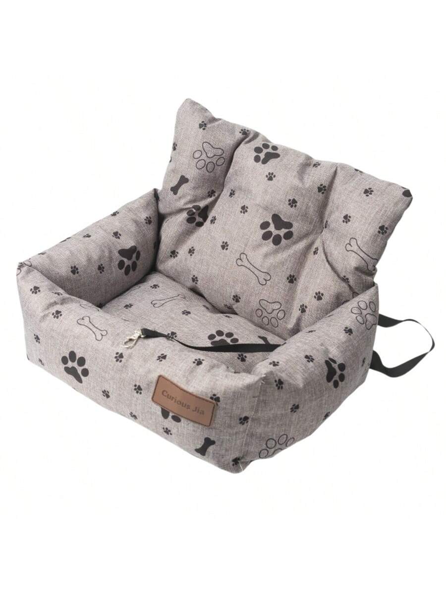 1pc Detachable Pet Car Seat Cushion, All Season Use, Pet Car Seat, Pet Bed With Safety Belt And Tether Leash, Suitable For Medium To Small Cats & Dogs