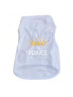 Dog Clothes Pet "The Prince Has Arrived" Printed Dog Vest, Dog Shirt Boy Girl Soft Dog T-Shirt Vest Outfit Apparel, Cats Puppy Dogs