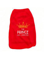 Dog Clothes Pet "The Prince Has Arrived" Printed Dog Vest, Dog Shirt Boy Girl Soft Dog T-Shirt Vest Outfit Apparel, Cats Puppy Dogs
